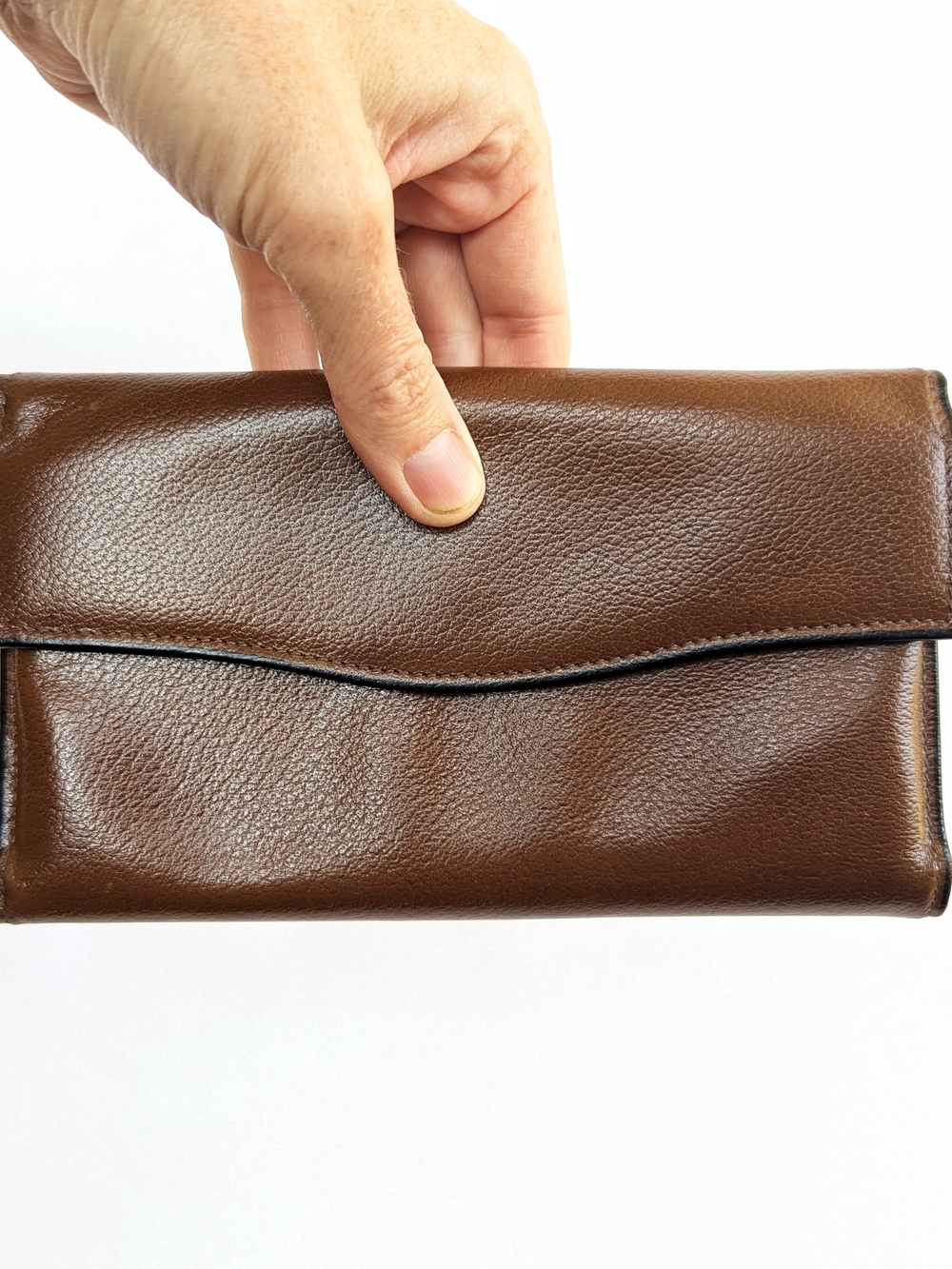 Vintage Brown Genuine Leather Wallet Clutch Made in Canada by FERREE